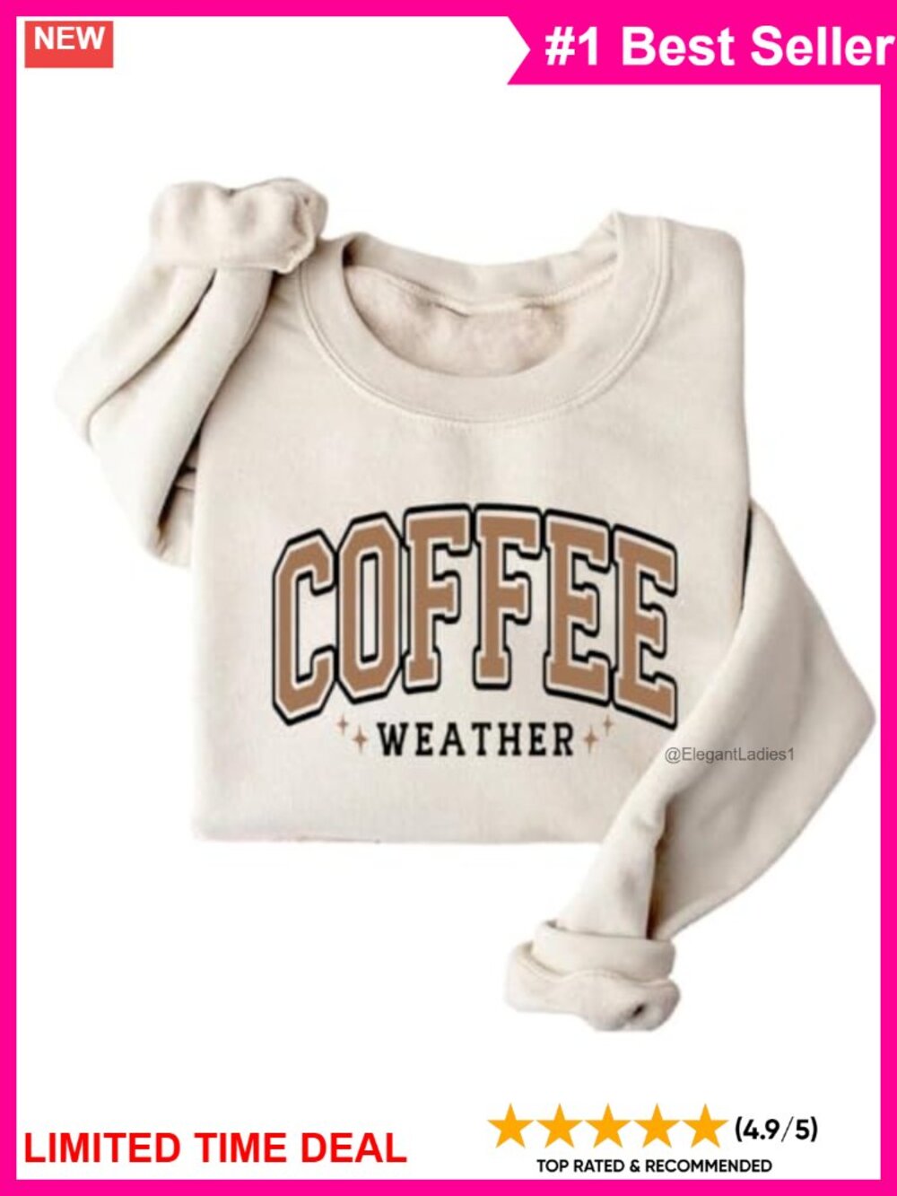 Coffee Weather Crewneck Sweatshirt Fleece Graphic Pullover Women Loose Fit